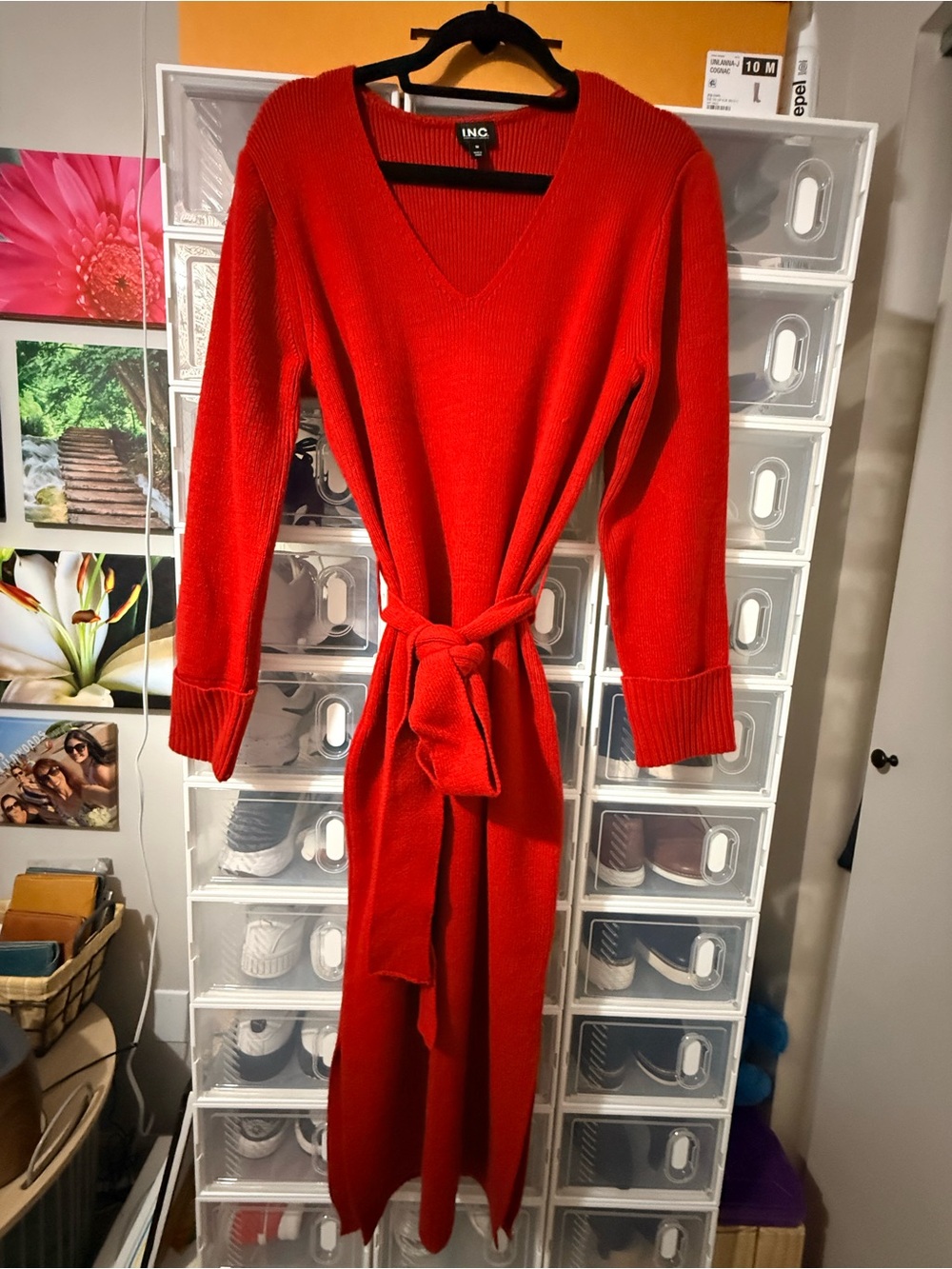 INC International Concepts Red Sweater Dress, fits like a Lg.